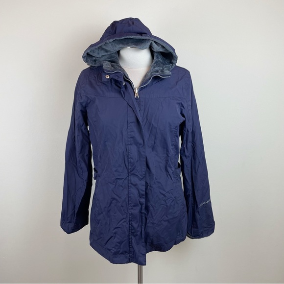 Free Country Solid Purple Gray Faux Fur Hooded Full Zip Jacket Coat Medium - Picture 1 of 7